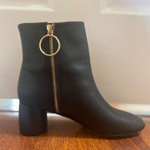 black leather cylinder heel ankle boots by & other stories